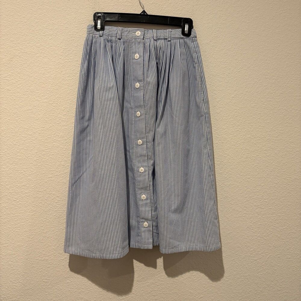 Vintage Orvis A-Line Midi Skirt Elastic Waist Buttons Down Vtg Sz 8 (24” X 26”)